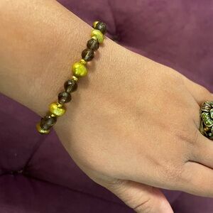 Brown bead and genuine pearl bracelet